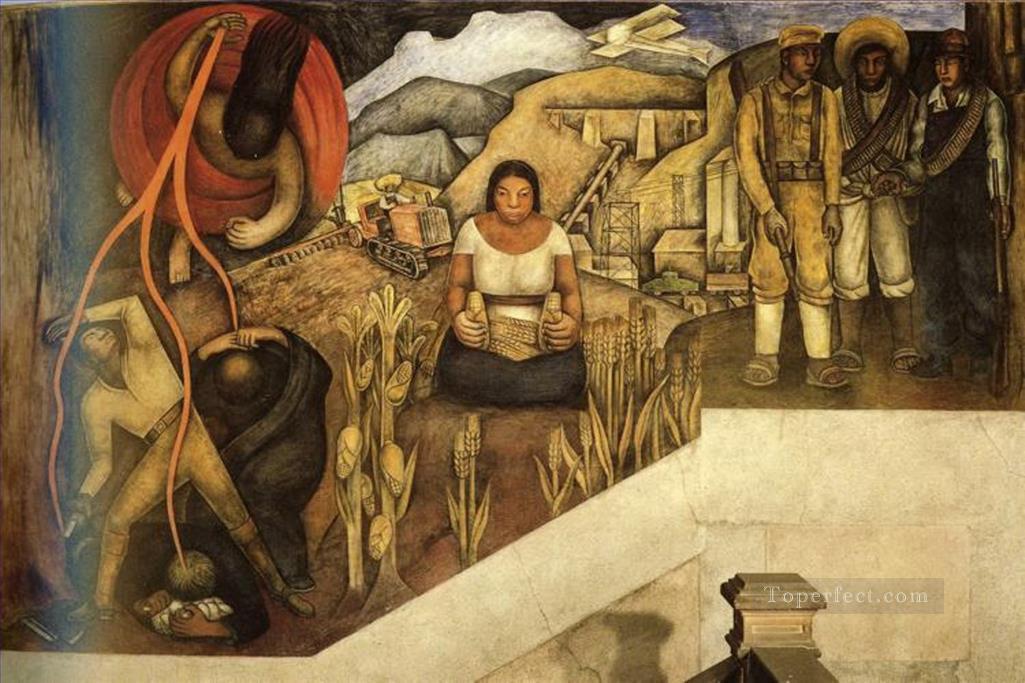 国の機械化 1926 ディエゴ・リベラ油絵
